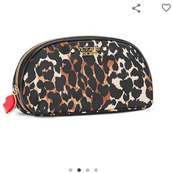 VS Dome Leopard Beauty Cosmetics Travel Bag w/Lip Charm Zipper - Picture 2 of 6